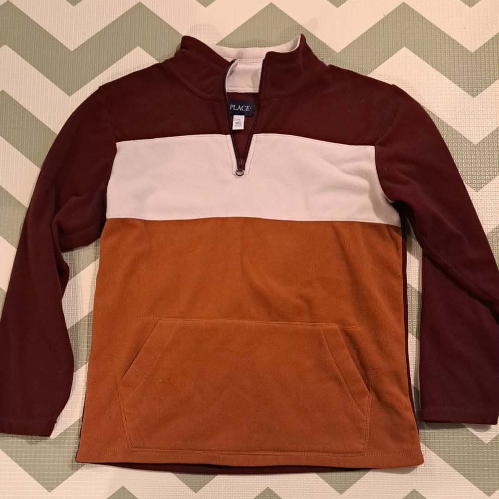 Place Colorblock Quarter-Zip Sweatshirt in Burgundy, Cream & Rust